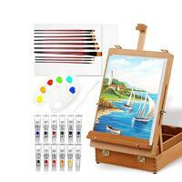 Без бренда «Набор подарочный «Две картинки» 27 предметов: этюдник 35 см из бука, краски акрил 12x12 мл, 2 холста 22x30 на мдф, 10 кистей, мастихин, палитра» в Астрахане в интернет-магазине Без бренда «Набор подарочный «Две картинки» 27 предметов: этюдник 35 см из бука, краски акрил 12x12 мл, 2 холста 22x30 на мдф, 10 кистей, мастихин, палитра» в Астрахане