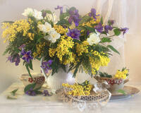 Без бренда «Натюрморт из мимоз и колокольчиков (20шт)» в Астрахане 