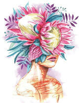 Без бренда «Портрет девушка с оригинальными цветами на голове» в Астрахане 