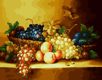 Натюрморт с виноградом, сливами и персиками