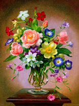 Розы, нарциссы, анютины глазки в букетике