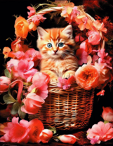 Без бренда «Рыжий котенок в корзине с цветами» в Астрахане 