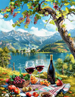 Без бренда «Винный натюрморт с бокалами, бутылкой вина, фруктами и ягодами» в Астрахане в интернет-магазине Без бренда «Винный натюрморт с бокалами, бутылкой вина, фруктами и ягодами» в Астрахане