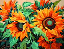 Крупные яркие подсолнухи